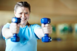 woman with weights