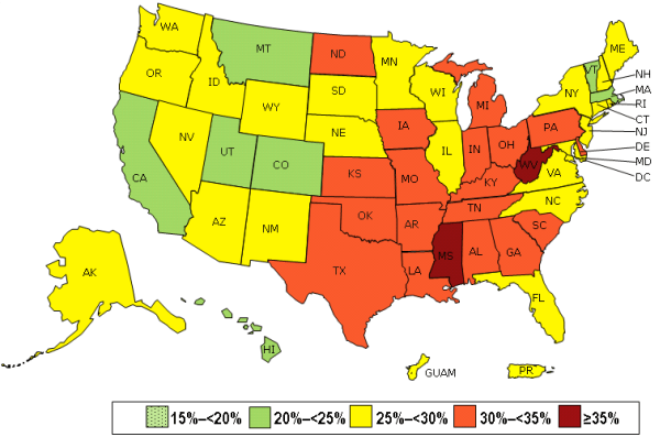 Source: Behavorial Risk Factor Surveillance Systems, CDC