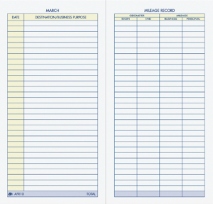 Tracking Mileage for Personal Trainer Tax Deductions 1 miles log