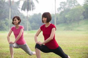 Asian Girls Streching Outdoor